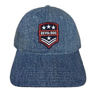 Devil Dog Dad Hat Cap Embroidery Patch Blue Denim ‎ Strapback US Marines New